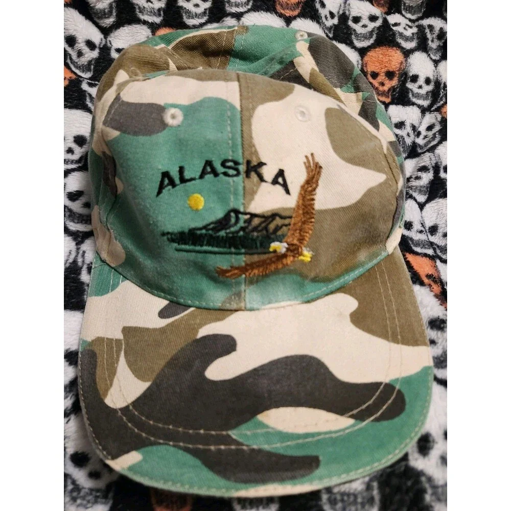 ALASKA STATE EAGLE TAN GREEN Camouflage Cap Hat SNAPBACK STRAPBACK Adjustable